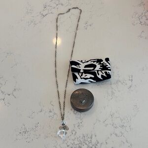 Virgins Saints & Angels Silver Heart Pendant Necklace with Clear Crystal Accent